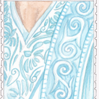 Nihuang costume detail on a stamp